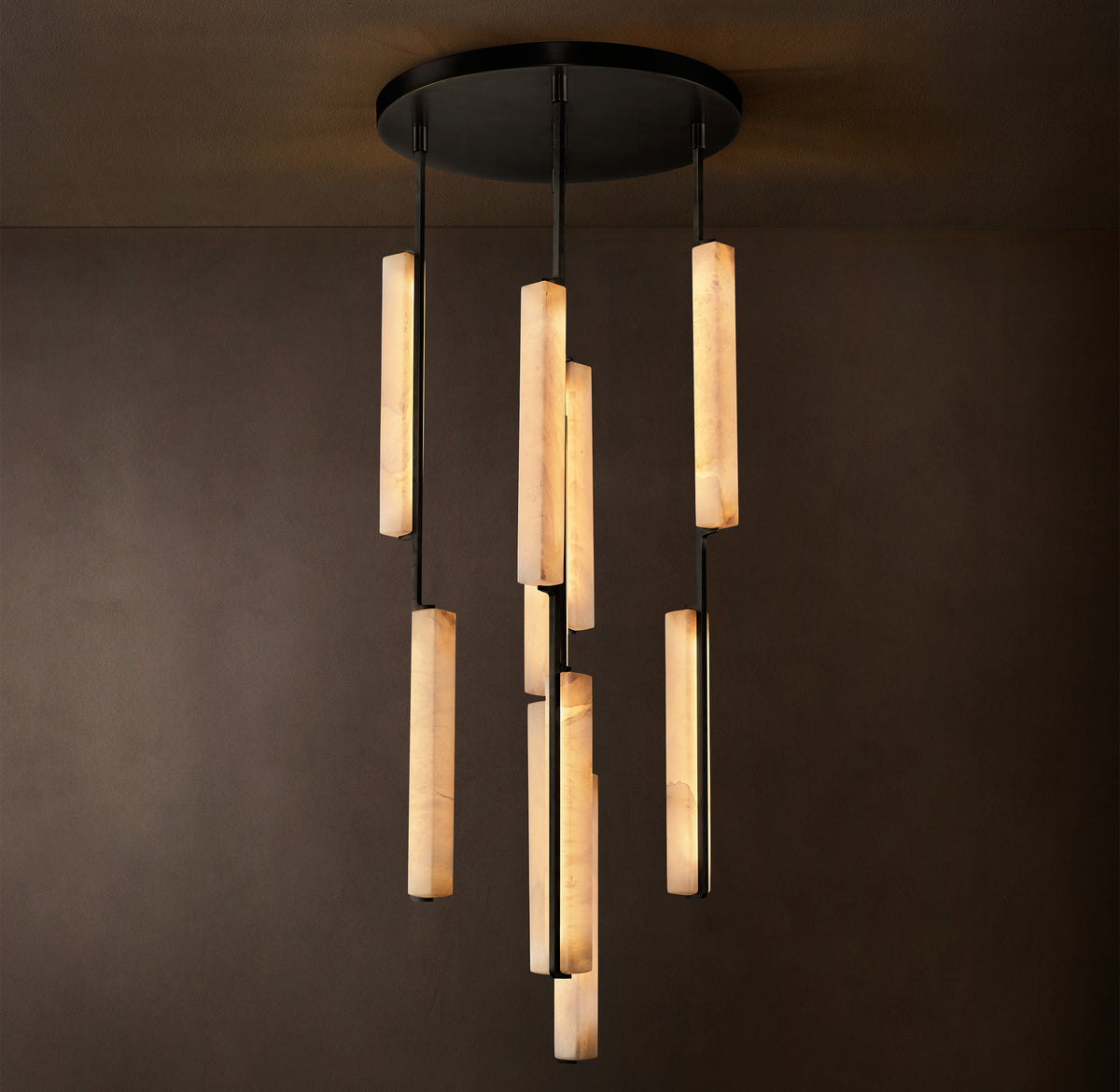 Sculptural Audubon Alabaster Round Chandelier, alternate view