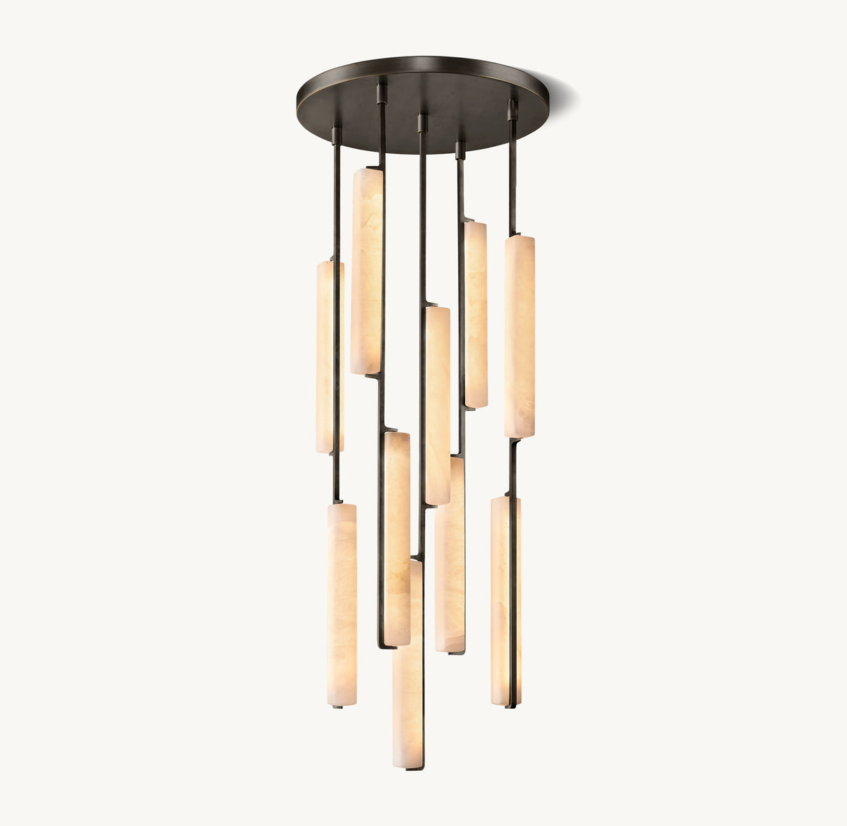 Sculptural Audubon Alabaster Round Chandelier