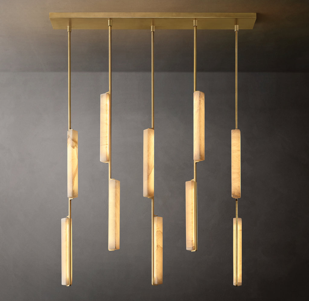 Sculptural Audubon Alabaster Linear Chandelier
