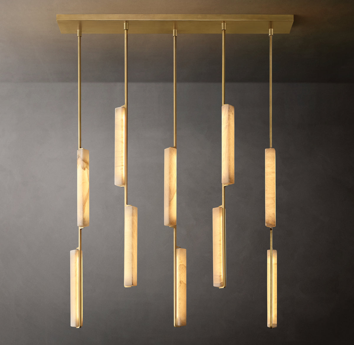 Sculptural Audubon Alabaster Linear Chandelier