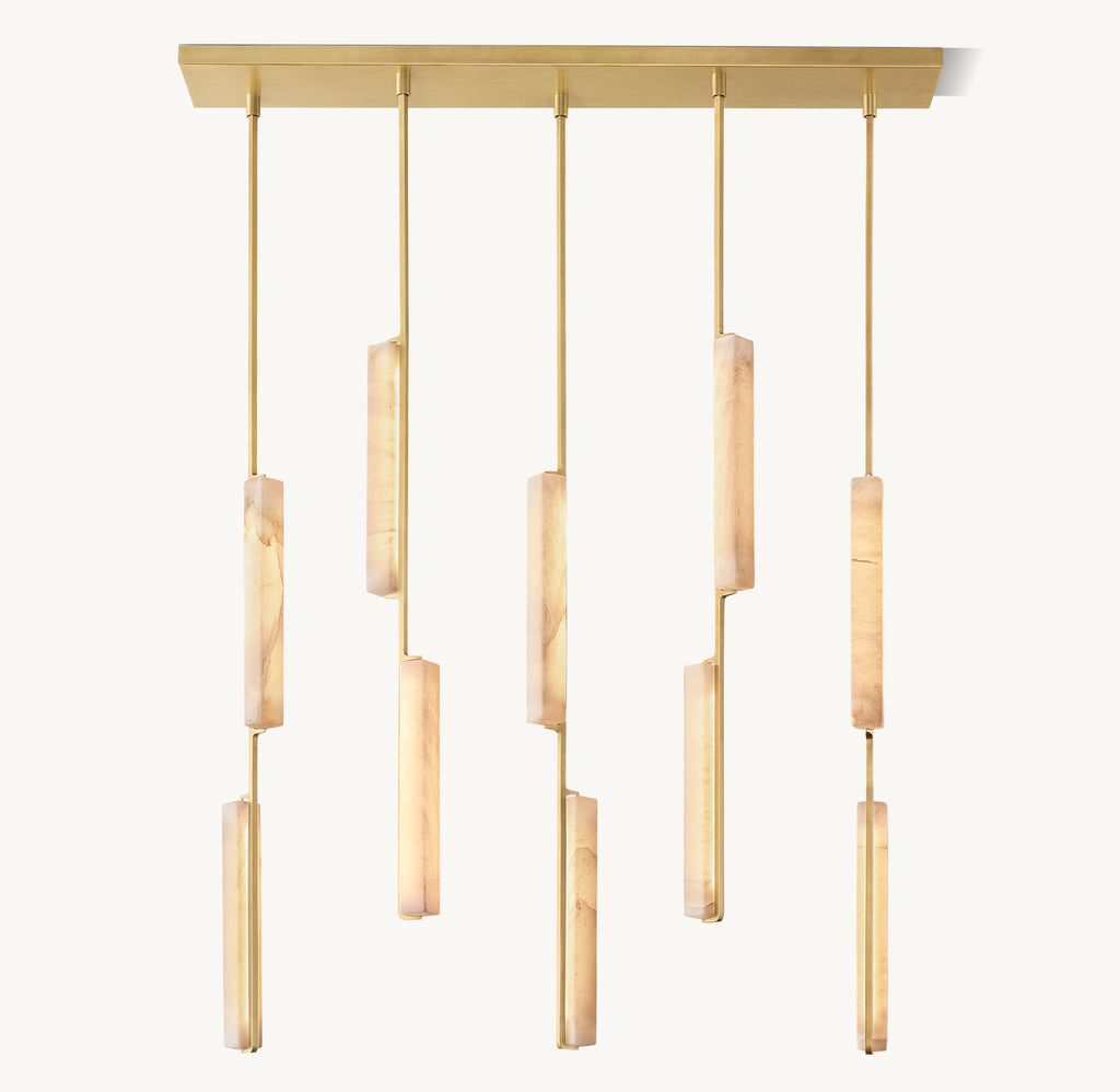 Sculptural Audubon Alabaster Linear Chandelier, alternate view