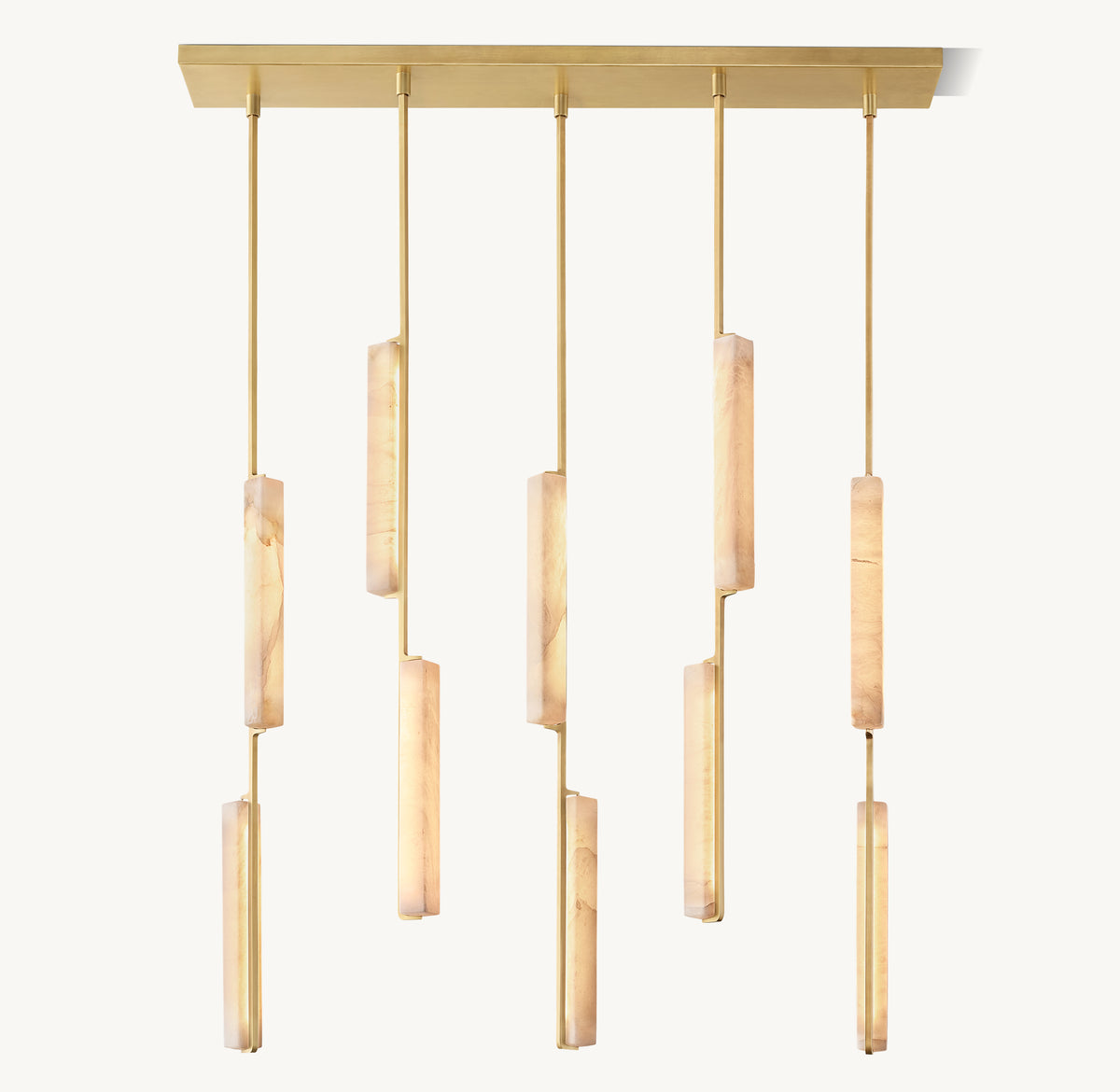 Sculptural Audubon Alabaster Linear Chandelier, alternate view