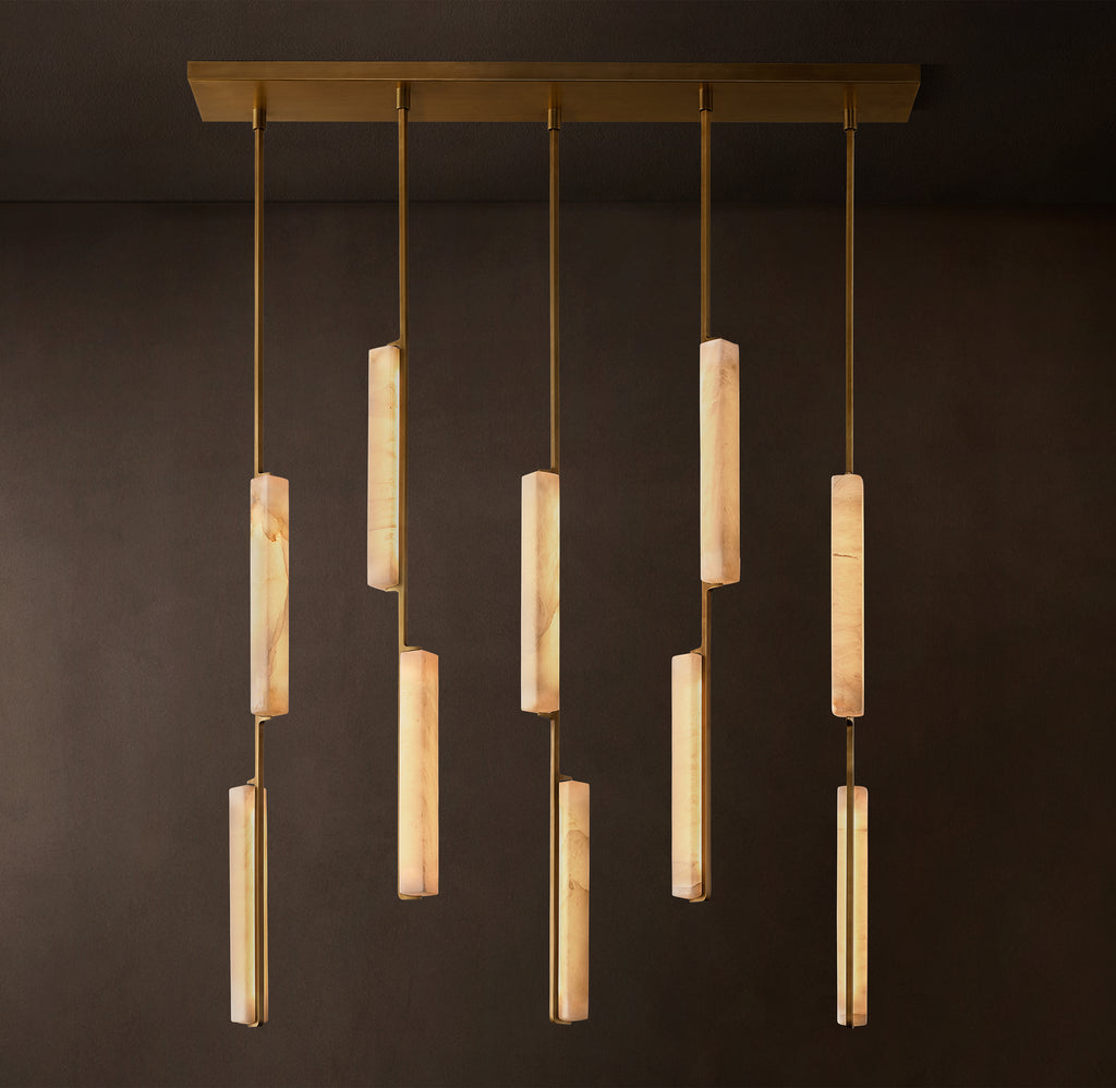 Sculptural Audubon Alabaster Linear Chandelier