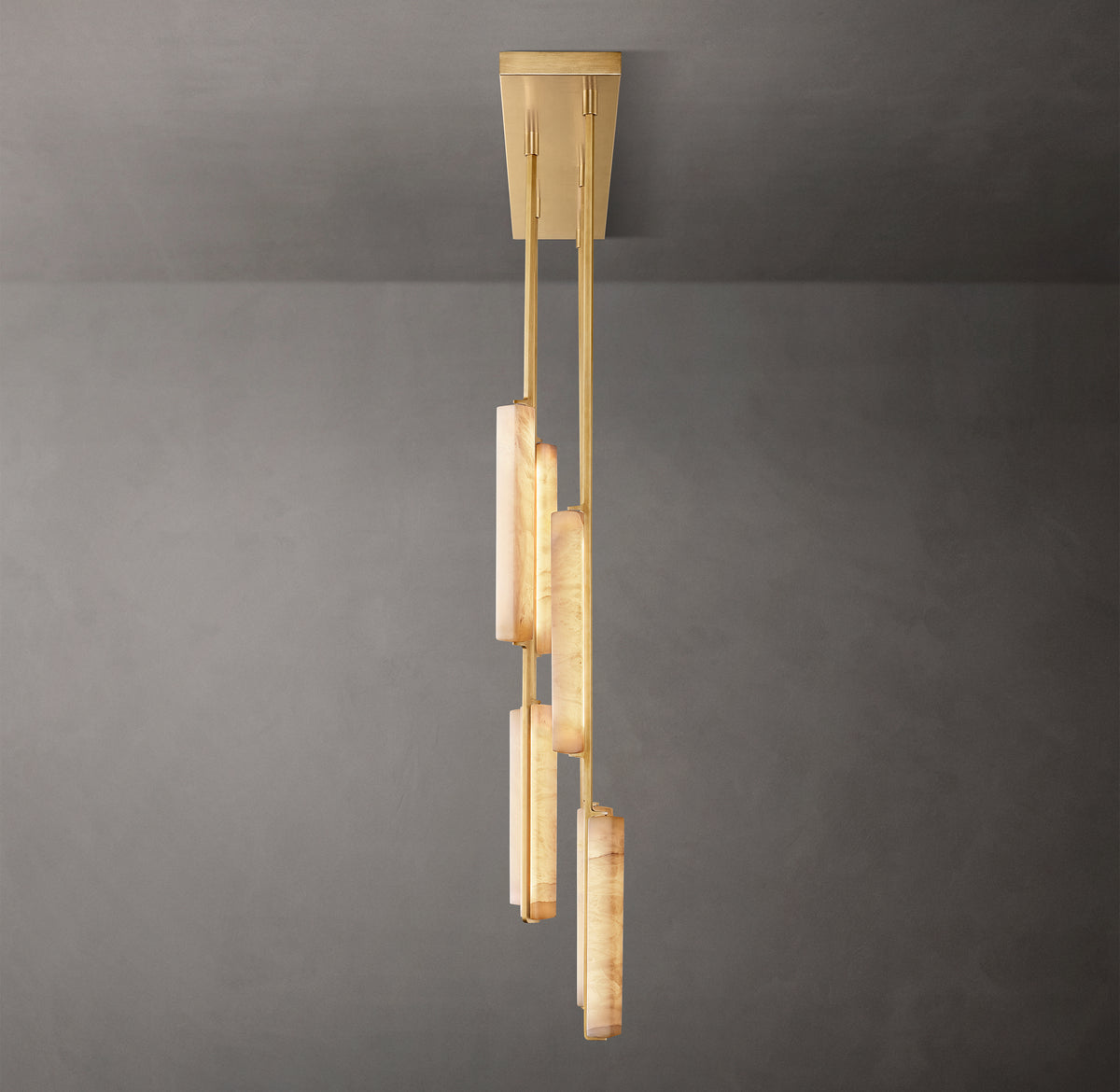 Sculptural Audubon Alabaster Linear Chandelier