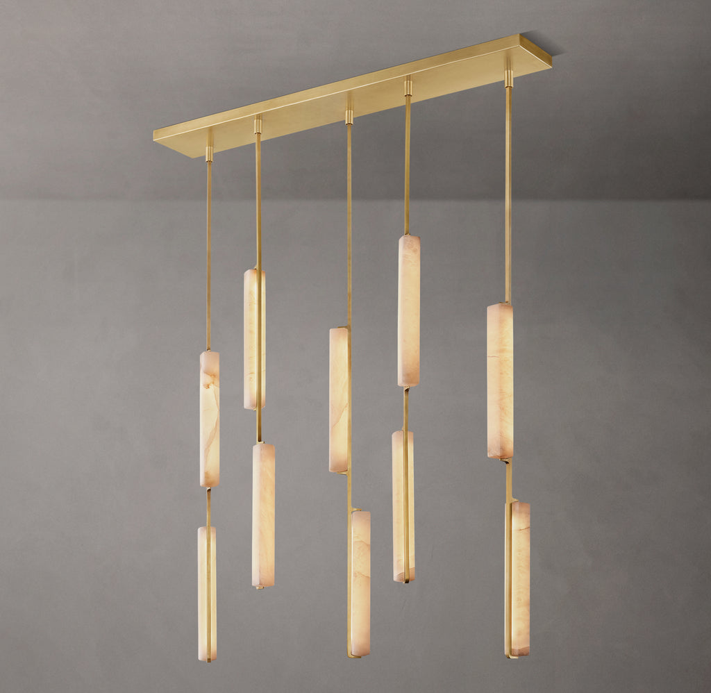 Sculptural Audubon Alabaster Linear Chandelier