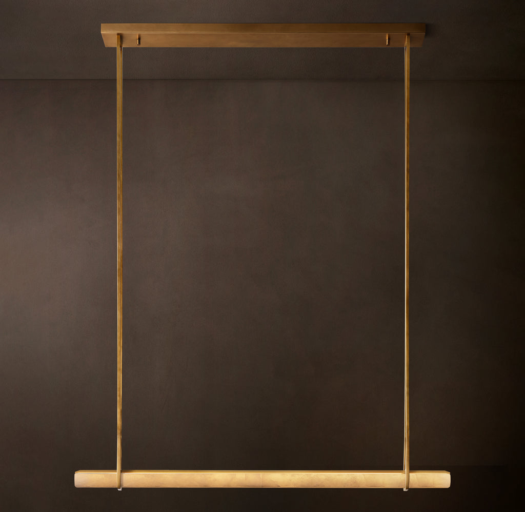 Sculptural Audubon Alabaster Single Bar Linear Chandelier, alternate view
