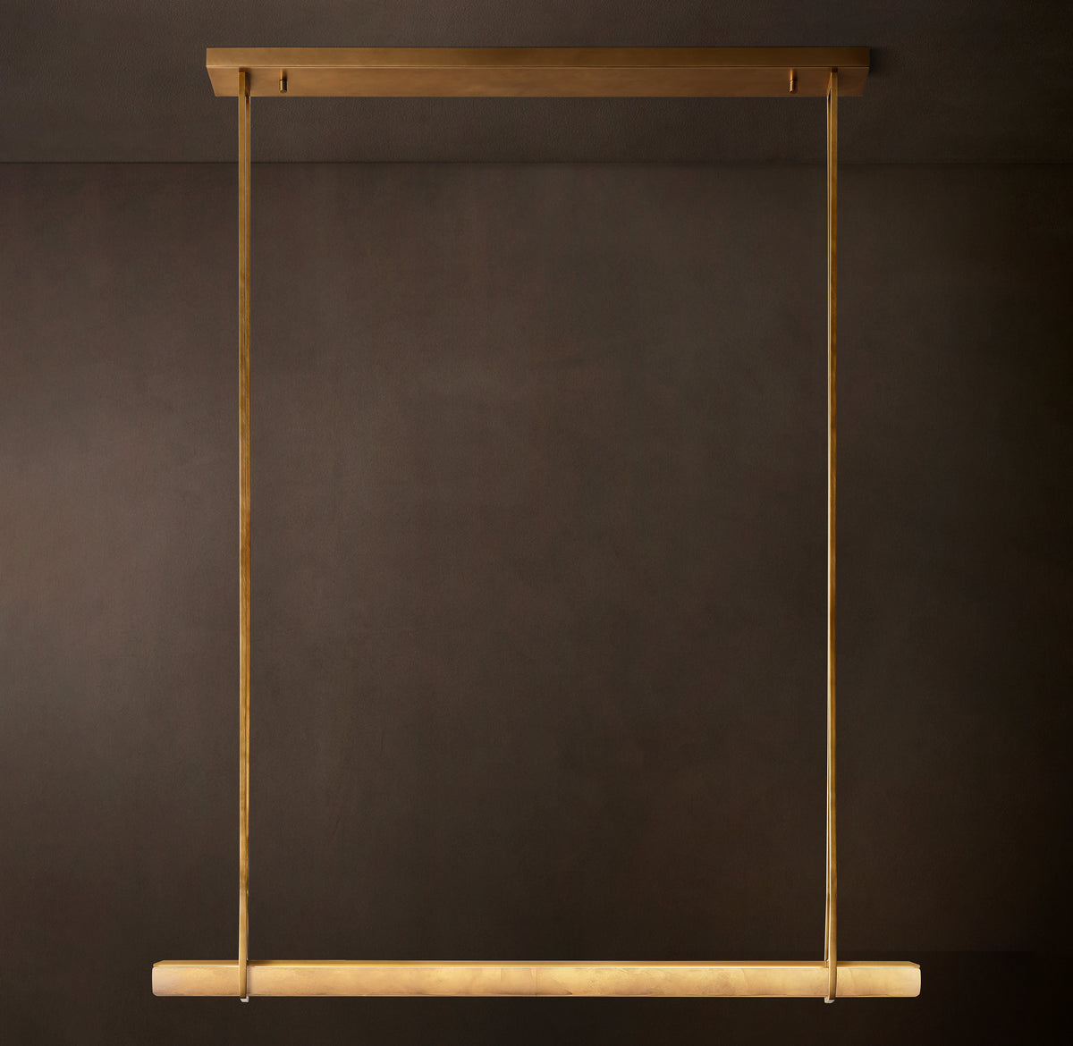 Sculptural Audubon Alabaster Single Bar Linear Chandelier, alternate view