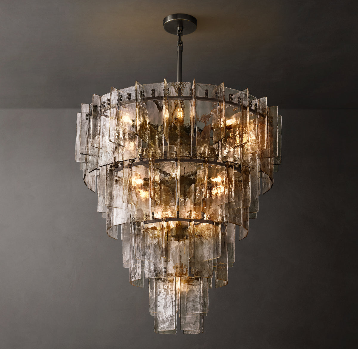 Signature Lattice Smoke Glass Tiered Chandelier