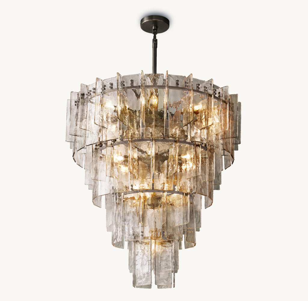 Signature Lattice Smoke Glass Tiered Chandelier, alternate view