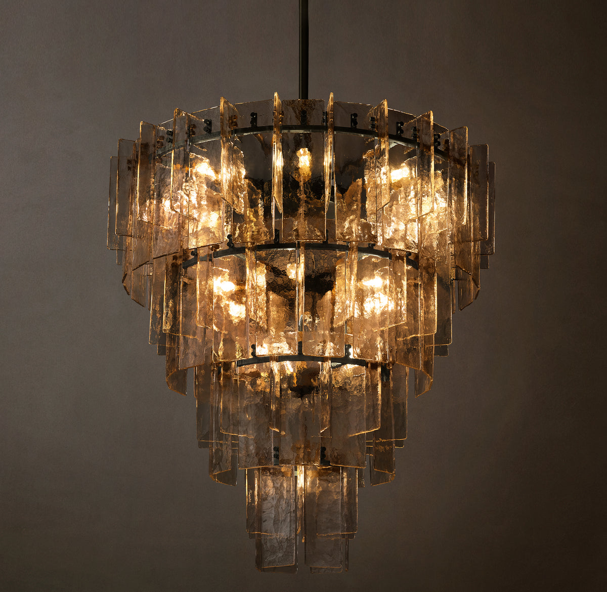 Signature Lattice Smoke Glass Tiered Chandelier