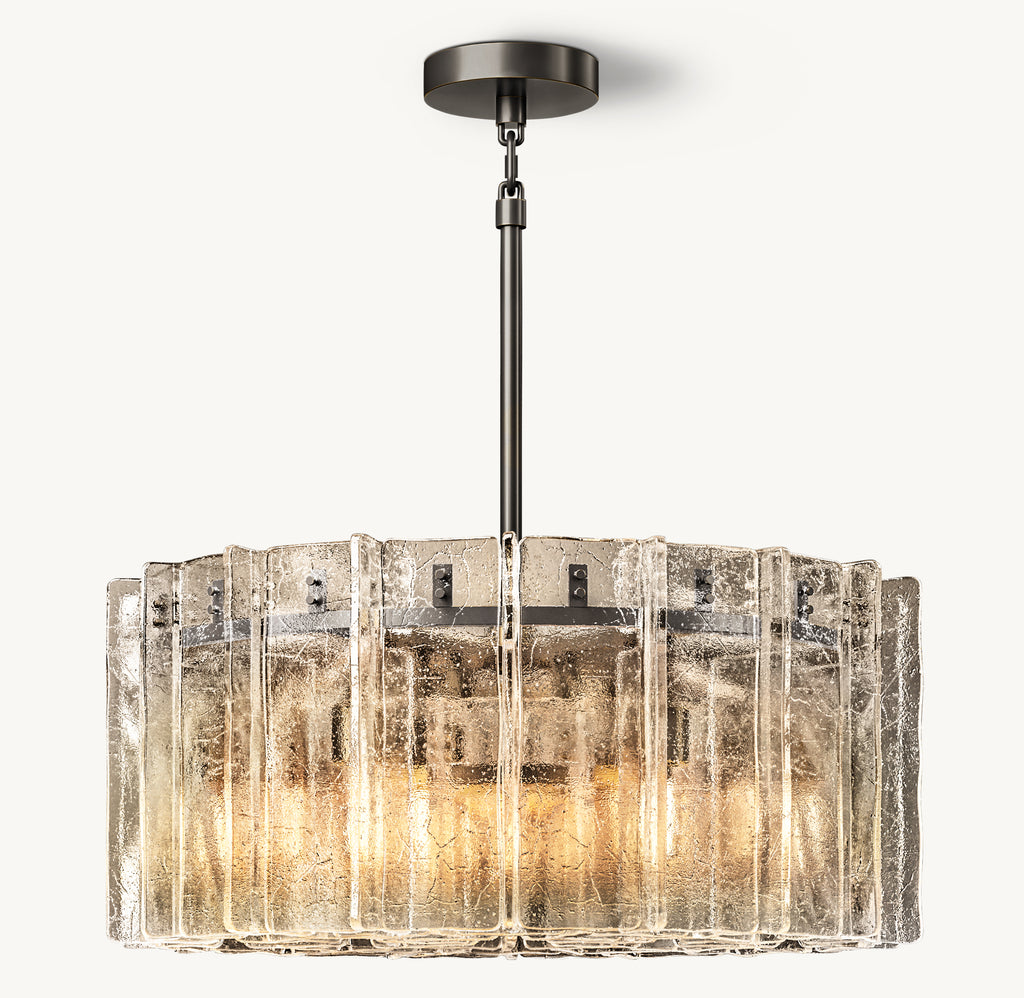 Signature Lattice Smoke Glass Round Chandelier, alternate view