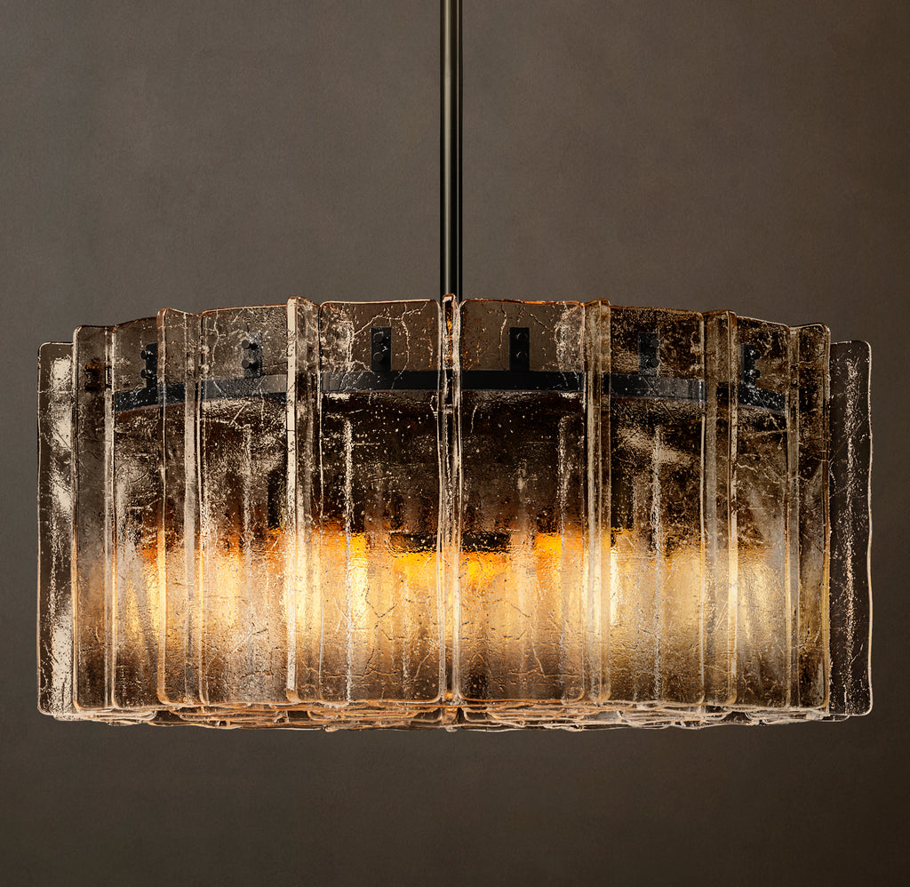 Signature Lattice Smoke Glass Round Chandelier – 37"