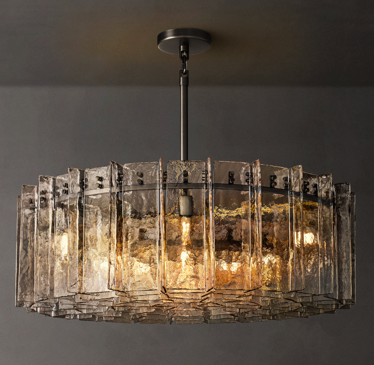 Signature Lattice Smoke Glass Round Chandelier