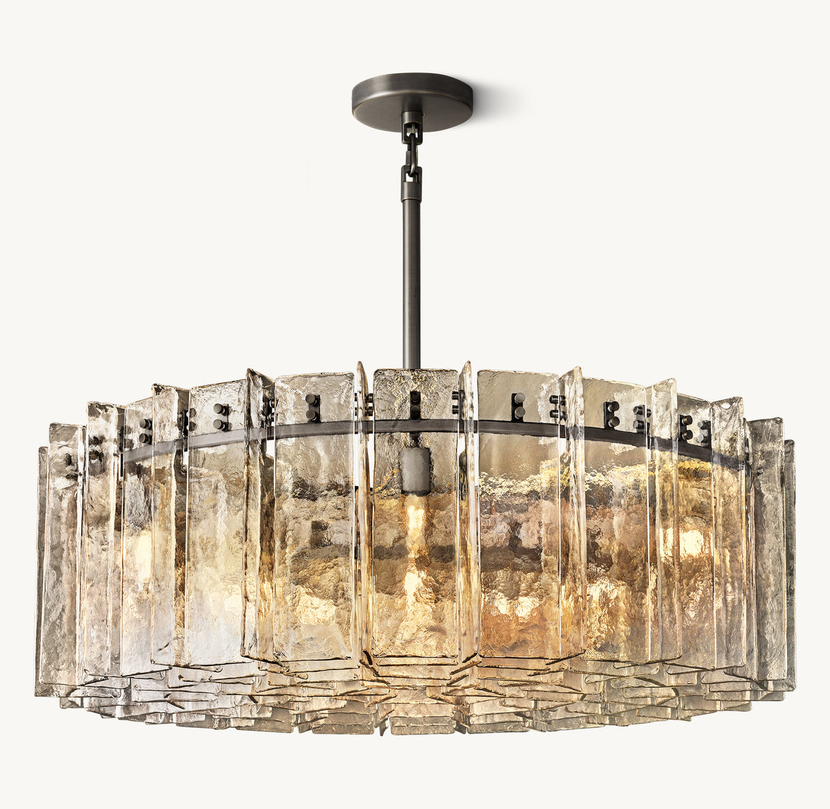 Signature Lattice Smoke Glass Round Chandelier, alternate view