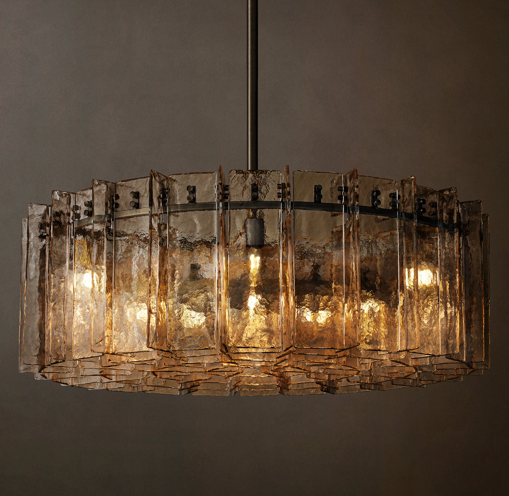 Signature Lattice Smoke Glass Round Chandelier – 48"