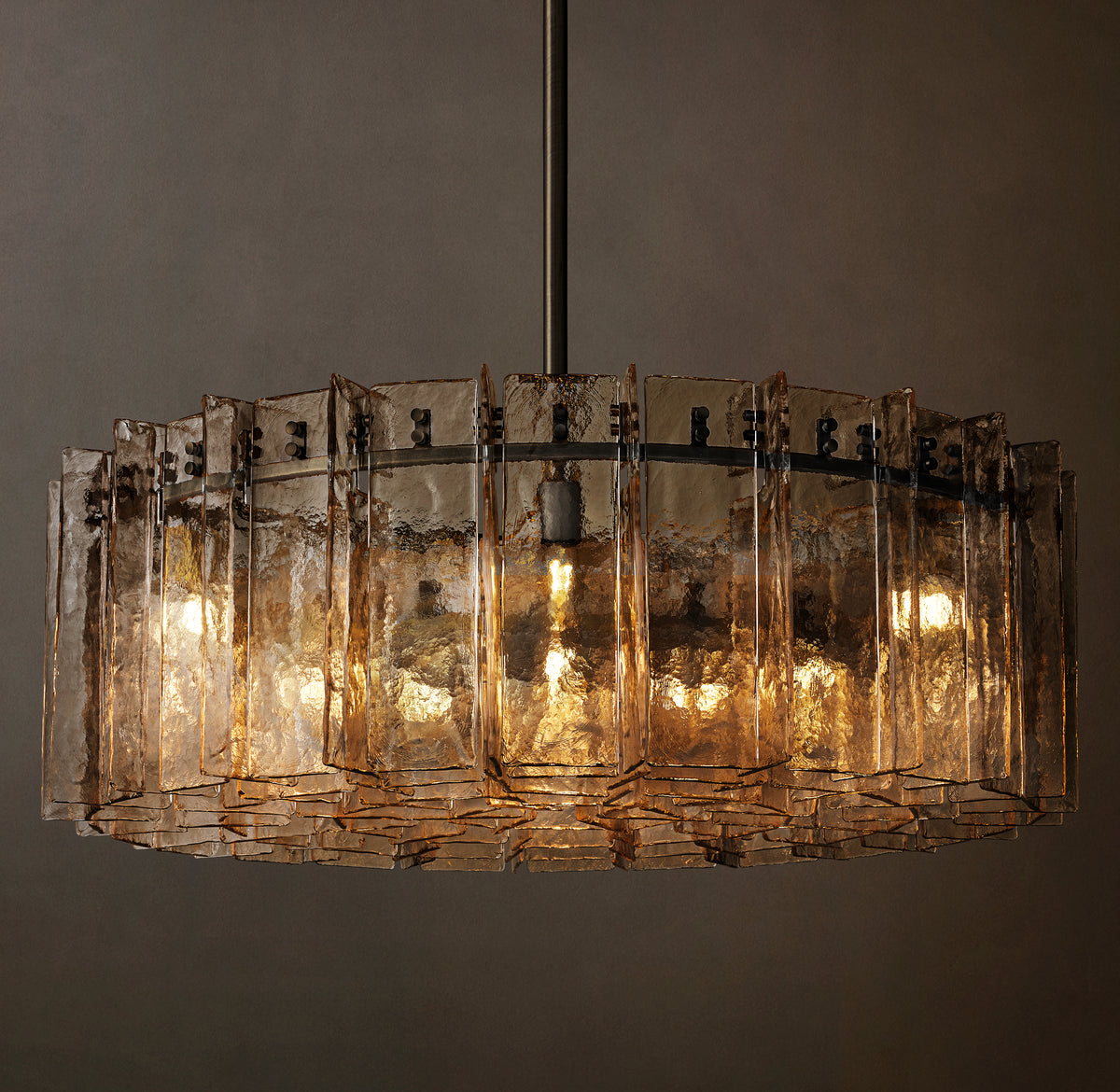 Signature Lattice Smoke Glass Round Chandelier – 48"