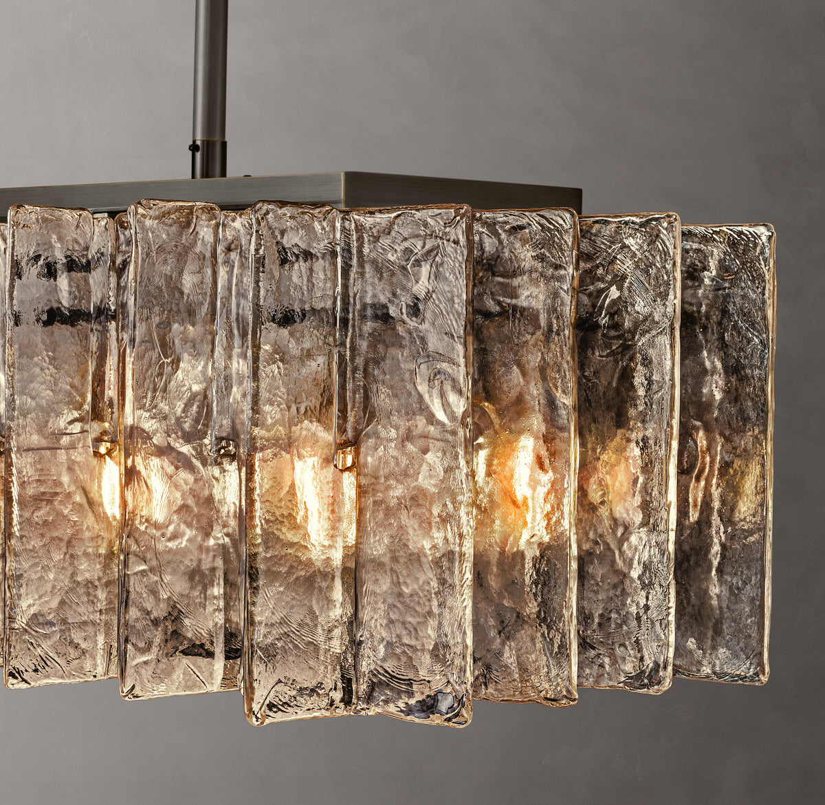 Signature Lattice Smoke Glass Rectangular Chandelier – 49"