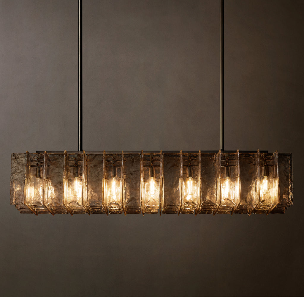 Signature Lattice Smoke Glass Rectangular Chandelier, alternate view