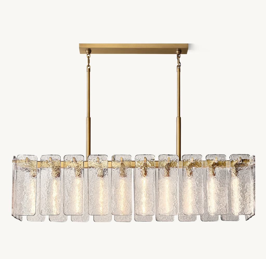 Signature Calamette Glass Rectangular Chandelier, alternate view
