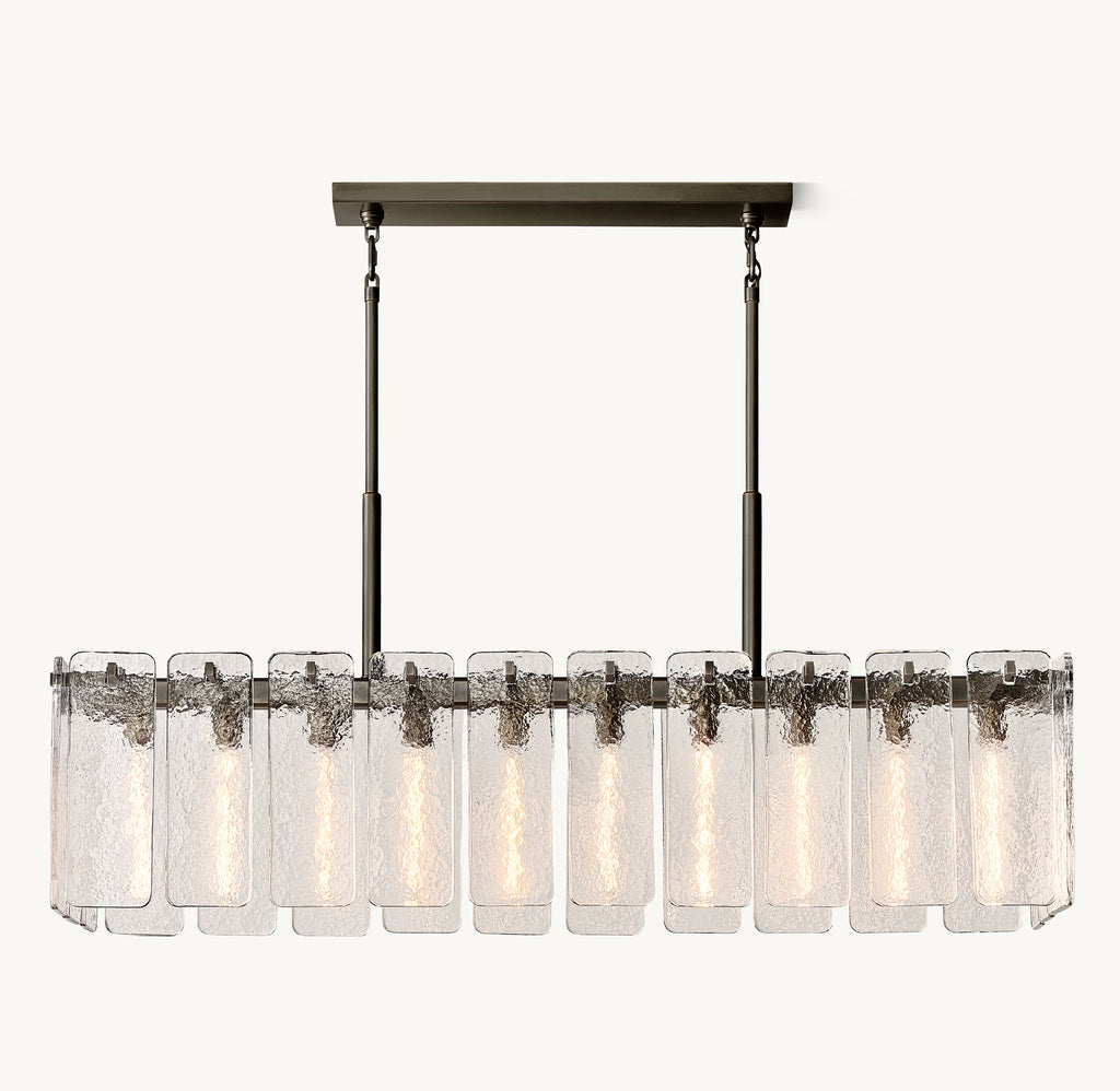 Signature Calamette Glass Rectangular Chandelier, alternate view