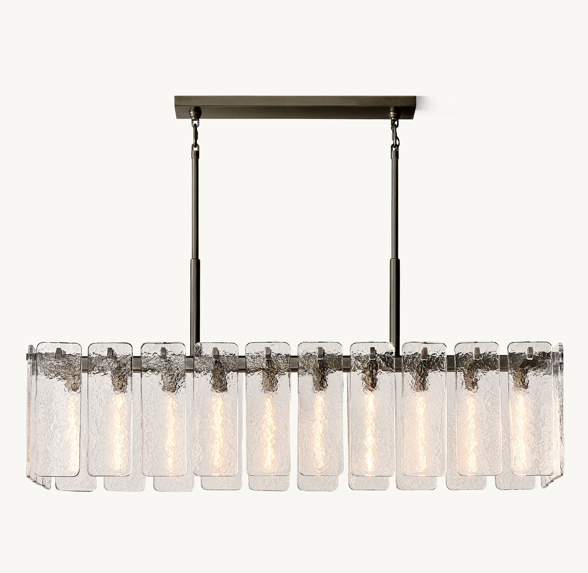 Signature Calamette Glass Rectangular Chandelier, alternate view