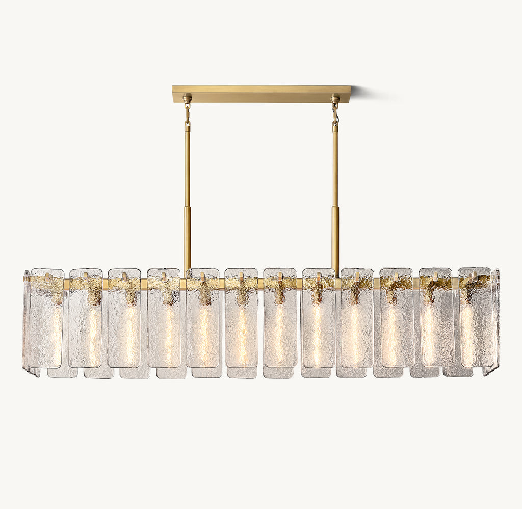 Signature Calamette Glass Rectangular Chandelier, alternate view