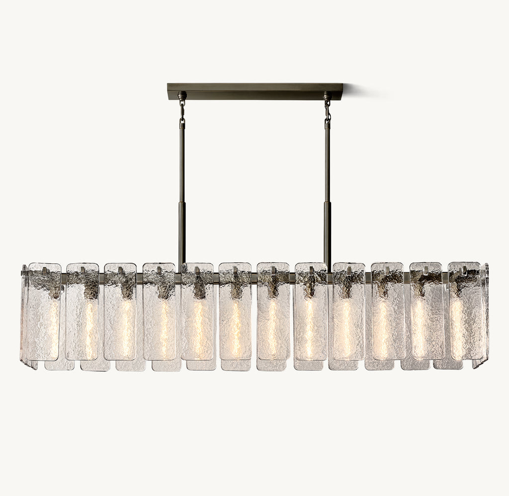 Signature Calamette Glass Rectangular Chandelier, alternate view