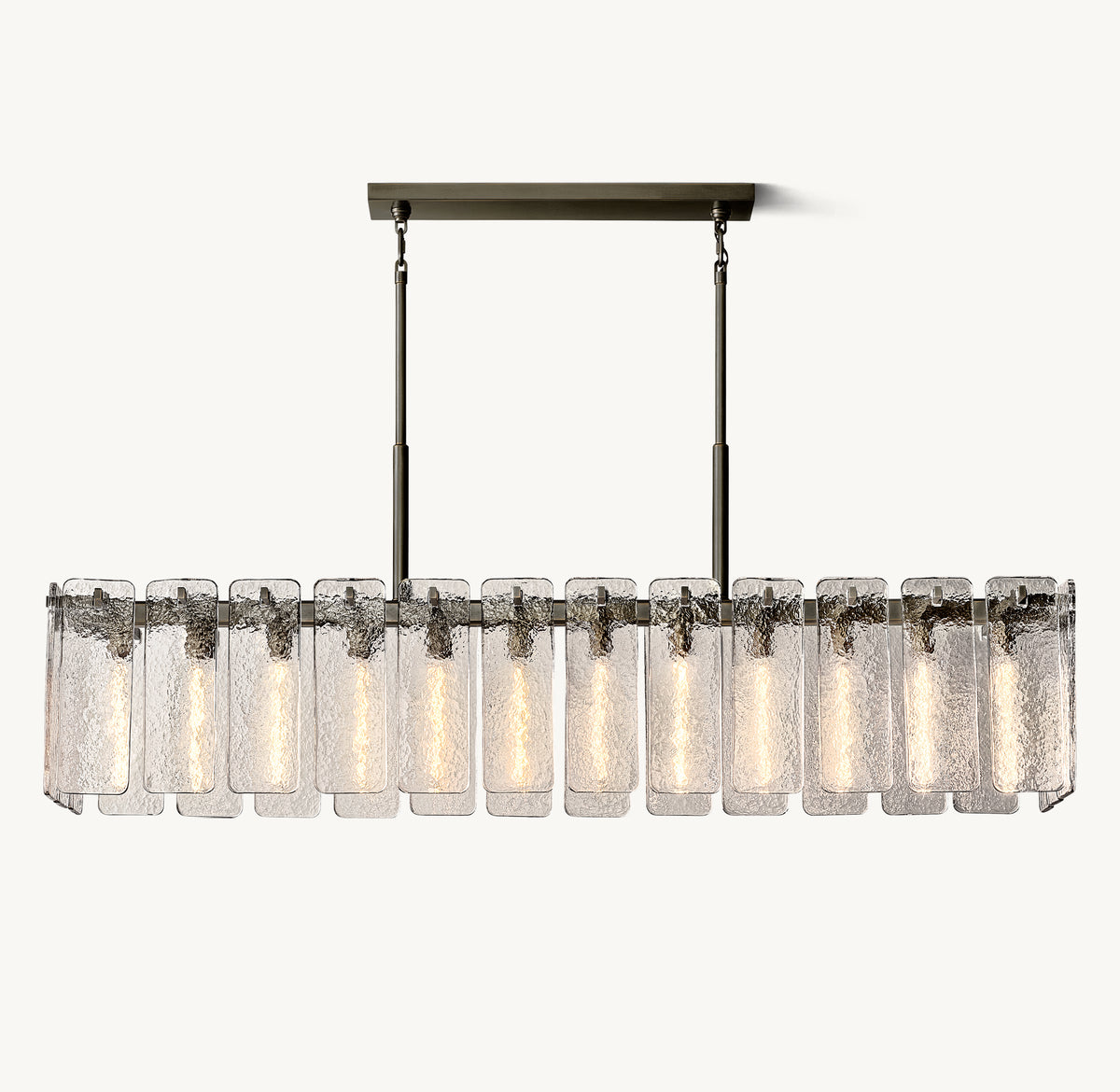 Signature Calamette Glass Rectangular Chandelier, alternate view