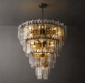Signature Lattice Clear Glass Tiered Round Chandelier