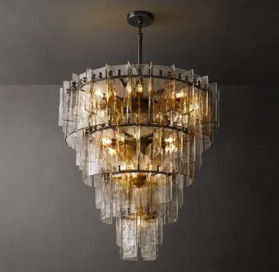Signature Lattice Clear Glass Tiered Round Chandelier – 47"