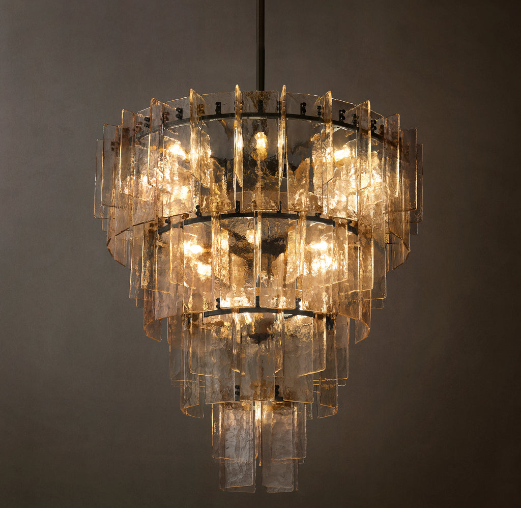 Signature Lattice Clear Glass Tiered Round Chandelier – 47"