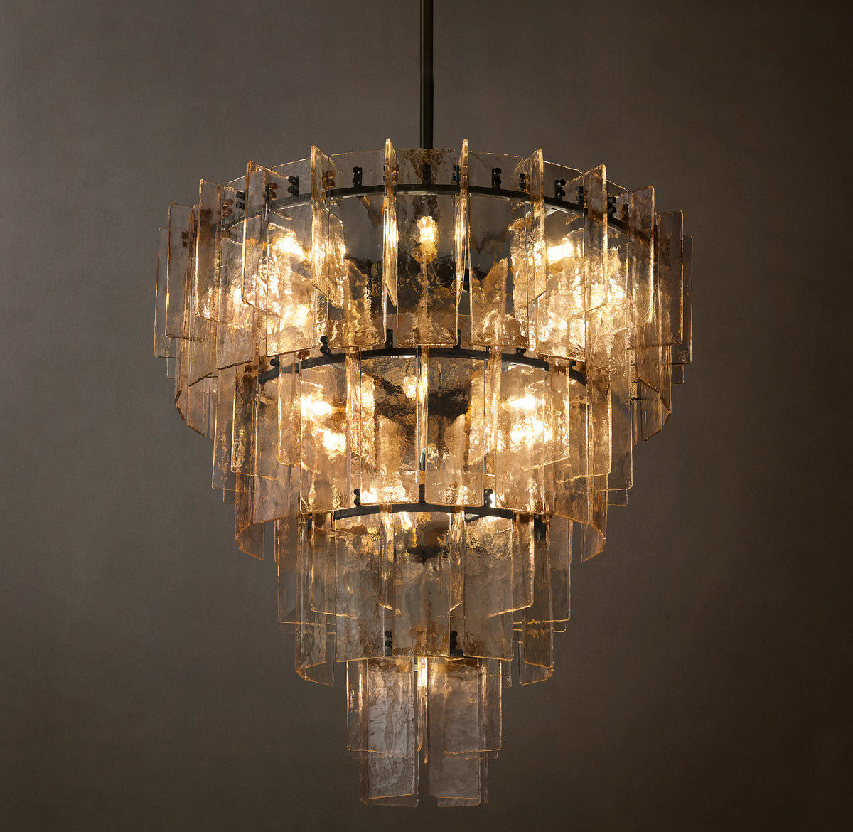 Signature Lattice Clear Glass Tiered Round Chandelier – 47"