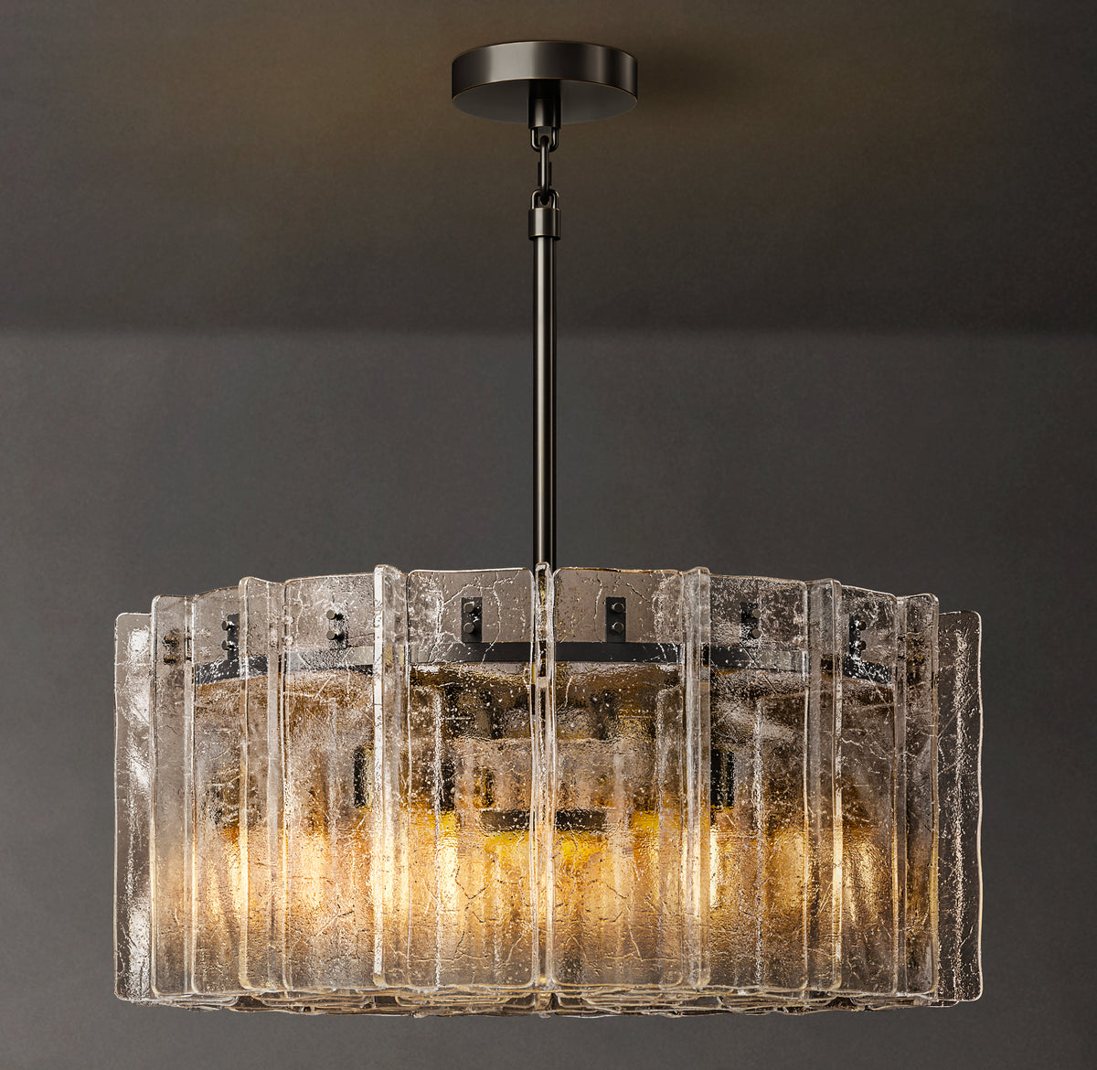 Signature Lattice Clear Glass Round Chandelier