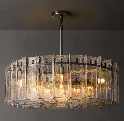 Signature Lattice Clear Glass Round Chandelier – 48"