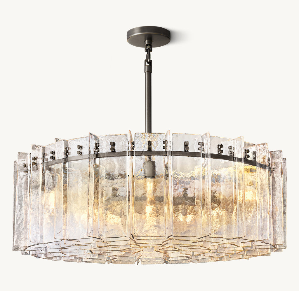 Signature Lattice Clear Glass Round Chandelier, alternate view