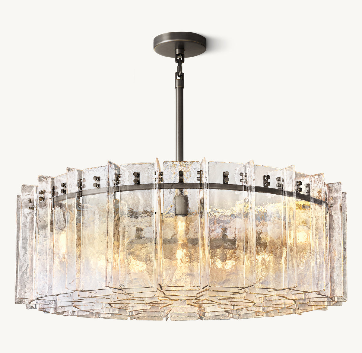 Signature Lattice Clear Glass Round Chandelier, alternate view