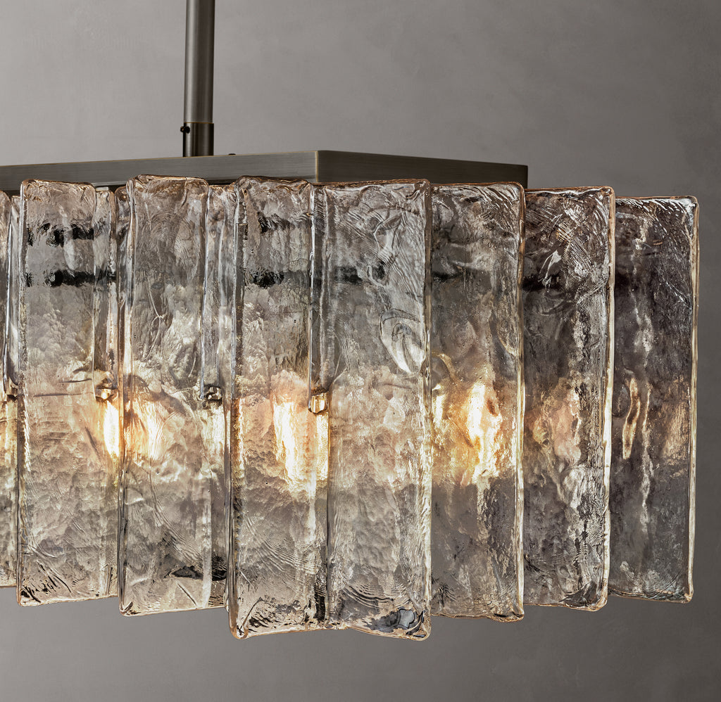 Signature Lattice Clear Glass Rectangular Chandelier – 67"