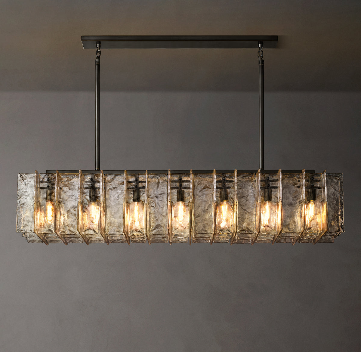 Signature Lattice Clear Glass Rectangular Chandelier