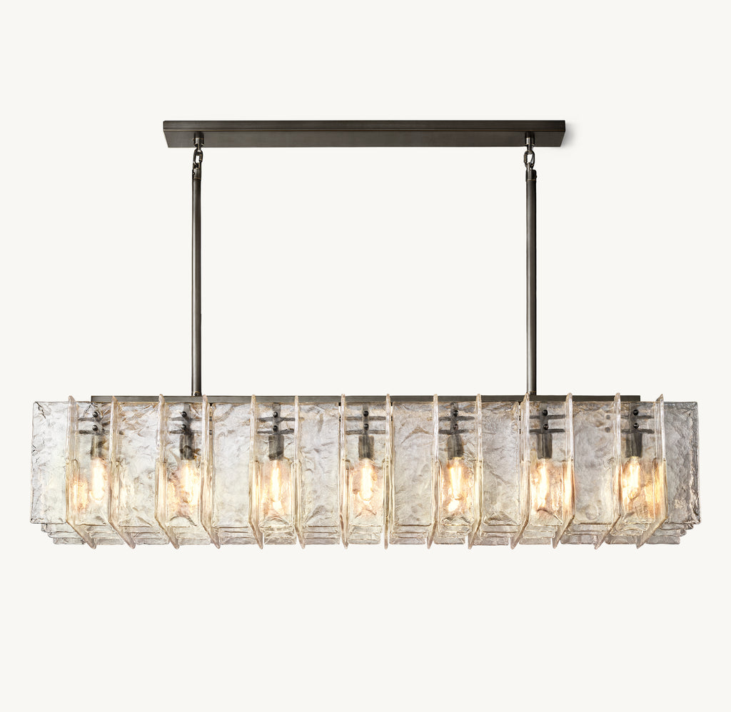 Signature Lattice Clear Glass Rectangular Chandelier, alternate view