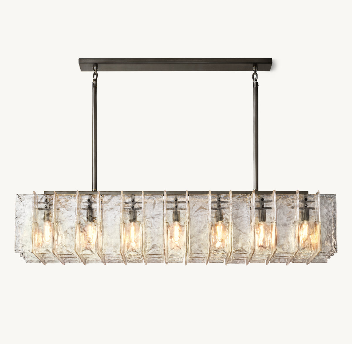 Signature Lattice Clear Glass Rectangular Chandelier, alternate view