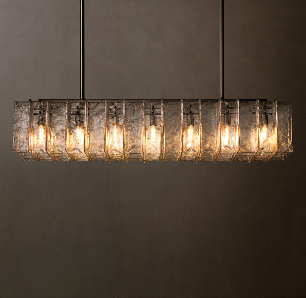 Signature Lattice Clear Glass Rectangular Chandelier – 67"