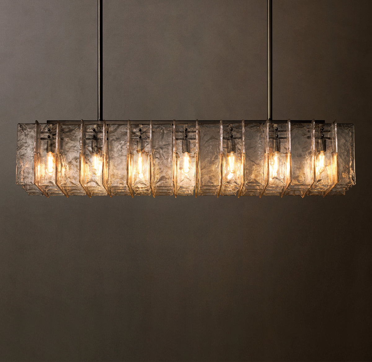 Signature Lattice Clear Glass Rectangular Chandelier – 67"