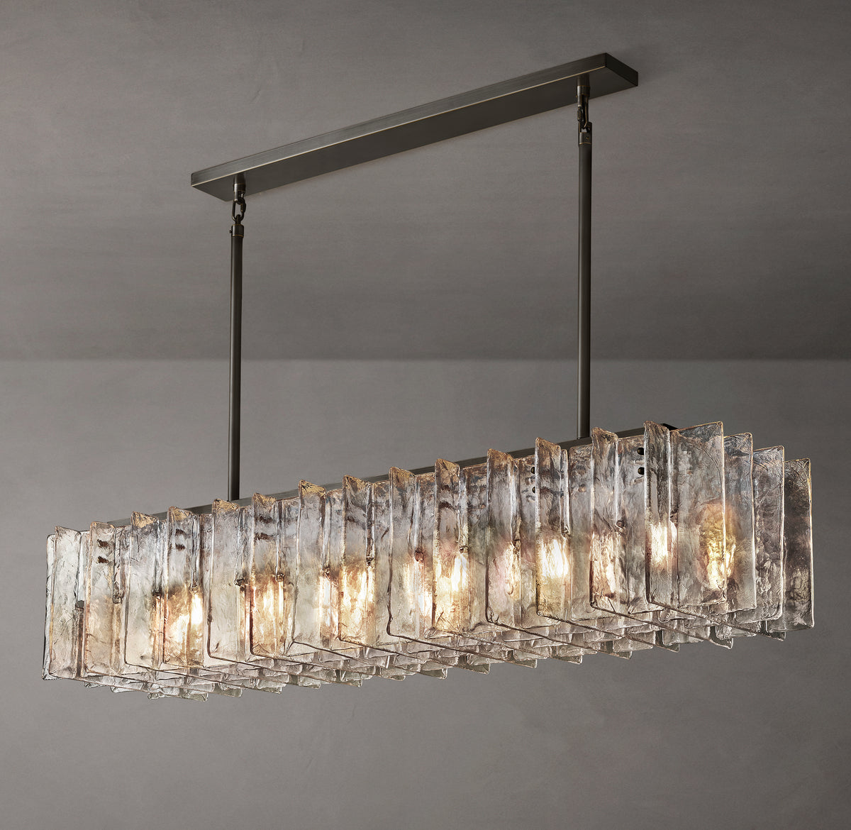 Signature Lattice Clear Glass Rectangular Chandelier – 67"