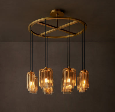 Artisan Lacour Amber Glass Round Chandelier – 36"