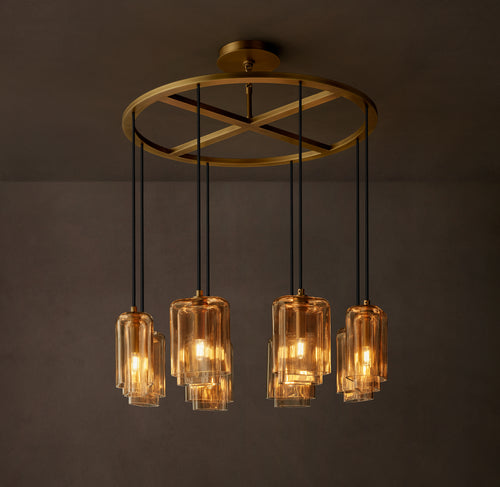 Artisan Lacour Amber Glass Round Chandelier