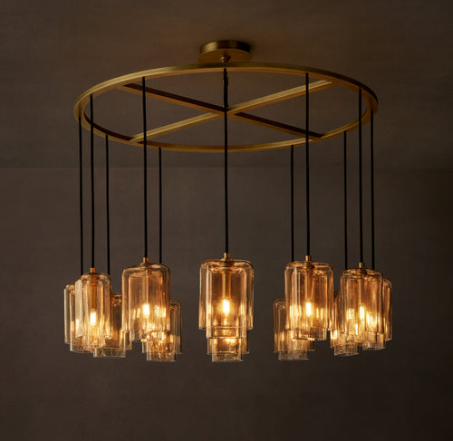 Artisan Lacour Amber Glass Round Chandelier