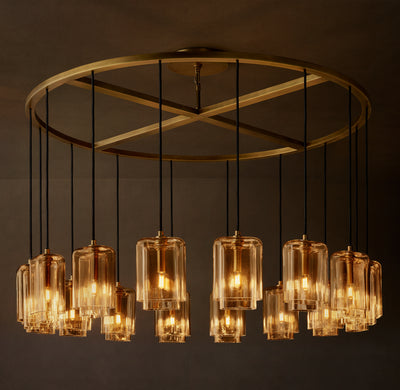 Artisan Lacour Amber Glass Round Chandelier – 60"