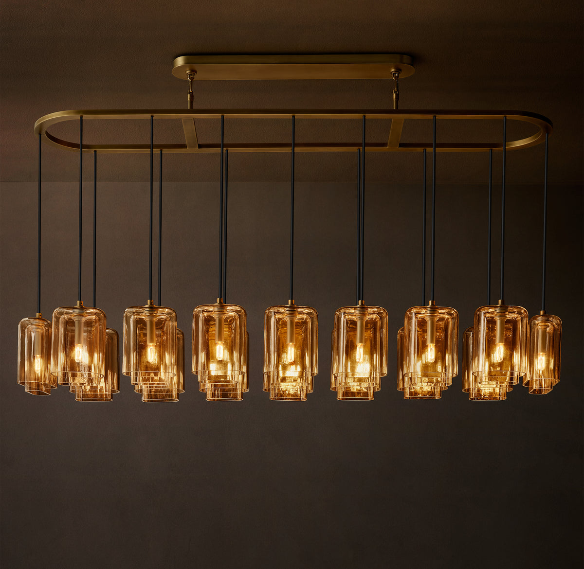 Artisan Lacour Amber Glass Rectangular Chandelier
