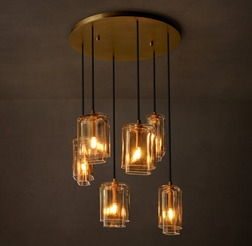 Artisan Lacour Amber Glass Cluster Chandelier