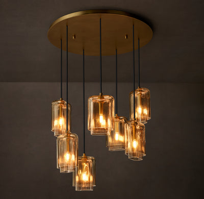 Artisan Lacour Amber Glass Cluster Chandelier – 30"